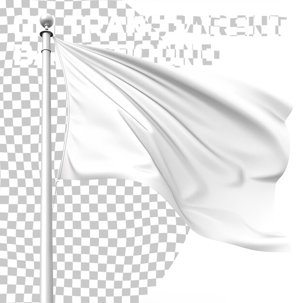 PSD durchsichtige flagge auf einem fahnenmast, die im wind fliegt, isoliert auf einer durchsichtigen 3d-illustration