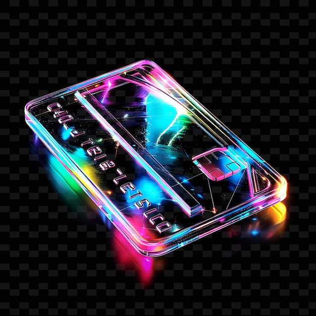 PSD durchsichtige holographische schimmernde kristall-kreditkarten-ikonen umriss y2k form trending dekorativ