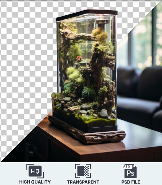 PSD durchsichtige psd-bild benutzerdefinierte home-aquarium-design-set fische in einem tank