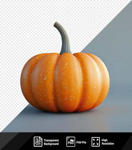 PSD durchsichtiger hintergrund mit isolierter orangefarbener kürbis und braunem stamm, der einen dunklen schatten wirft png psd