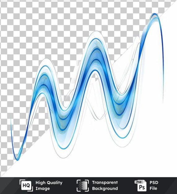 Durchsichtiger hintergrund psd-energie-pulswellenvektor-symbol klangblaue welle auf einem isolierten hintergrund