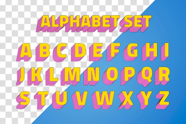 Durchsichtiges, geschichtetes Alphabet mit Retro-Schriftzeichen