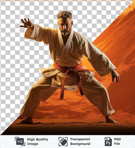 Durchsichtiges psd-bild realistisches fotografisches judo-meister-kampfkunst-training