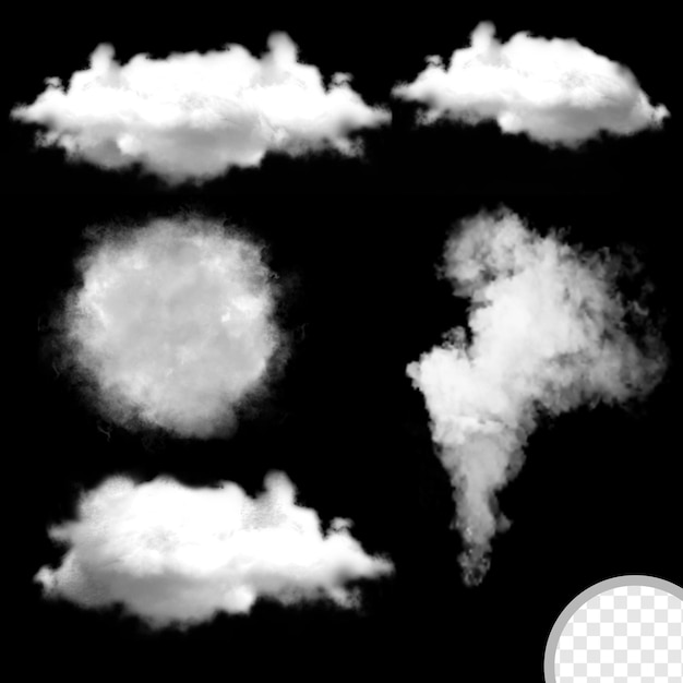Durchsichtiges Wolken-Set Realistische Wolken-Sammlung mit durchsichtigem Hintergrund