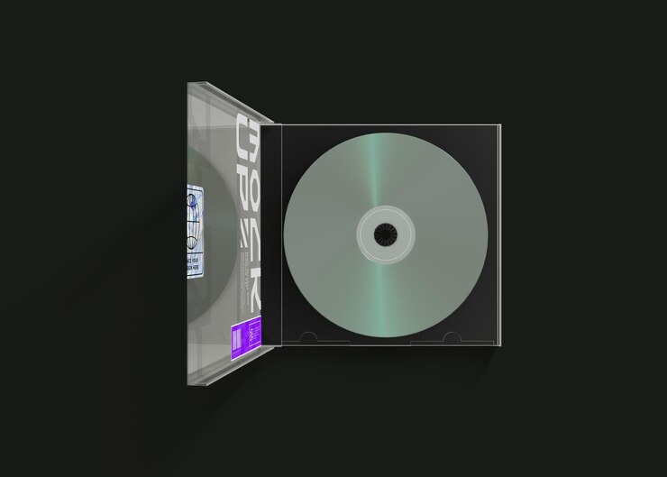 PSD dvd y cd mockup para la vitrina de diseño plano