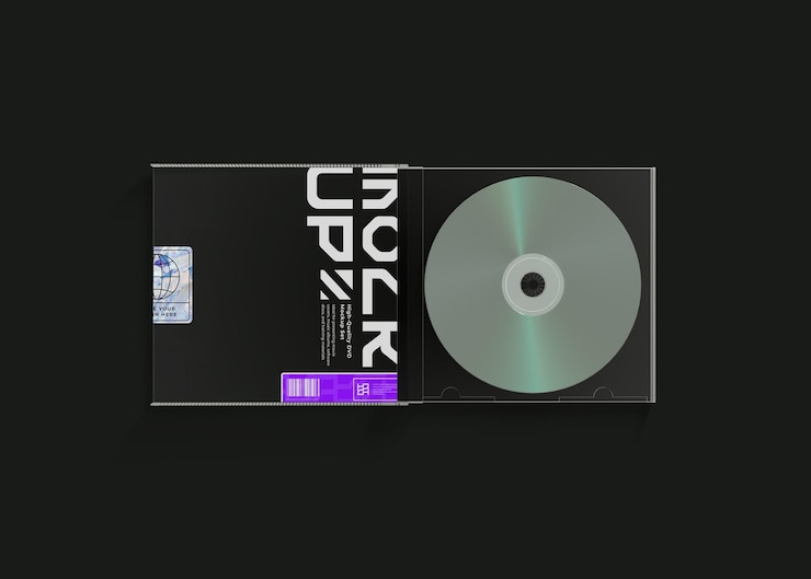 PSD dvd y mockup de caso delgado para software