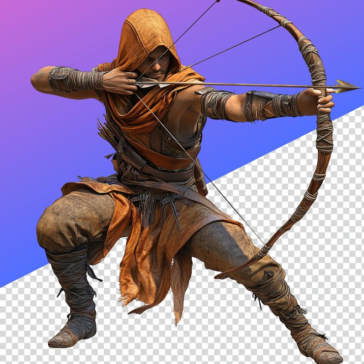 PSD dynamic archer avatar png para el diseño de juegos y perfiles de personajes