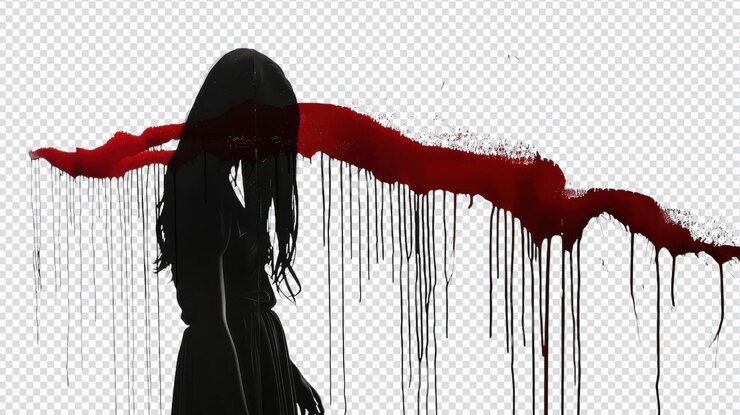 PSD dynamic blood dripping cutout para obras de arte y diseños con temática de terror