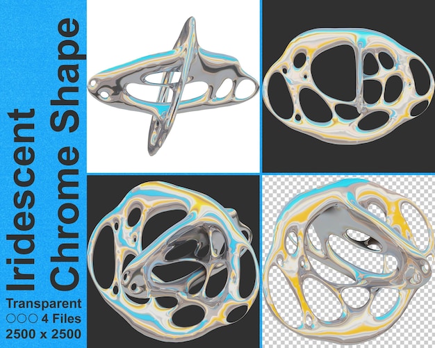 Dynamic Iridescent Tribal Futuristic Render 3D-Form Futuristische metallische grafische Asset