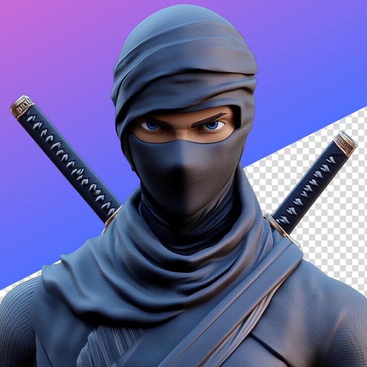 PSD dynamic ninja avatar png para juegos y diseño de personajes