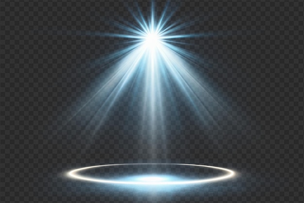 Dynamische Spotlight-Effekte mit strahlenden Leuchten und weichen Strahlen auf durchsichtigem Hintergrund