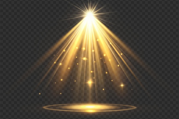 Dynamische Spotlight-Effekte mit strahlenden Leuchten und weichen Strahlen auf durchsichtigem Hintergrund