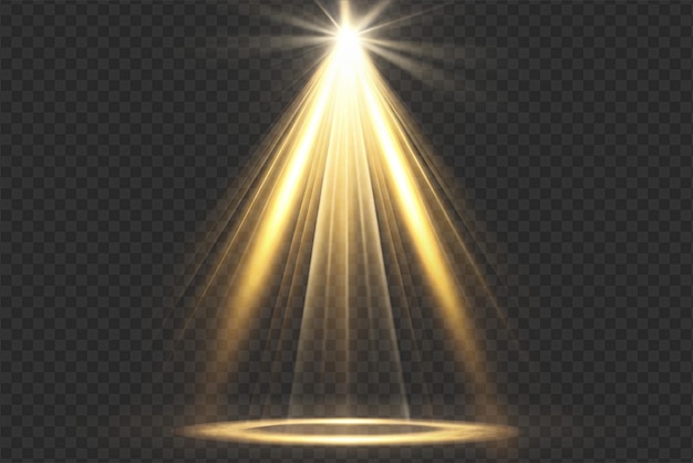 Dynamische Spotlight-Effekte mit strahlenden Leuchten und weichen Strahlen auf durchsichtigem Hintergrund
