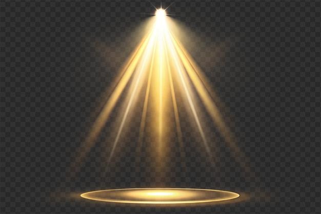 Dynamische Spotlight-Effekte mit strahlenden Leuchten und weichen Strahlen auf durchsichtigem Hintergrund
