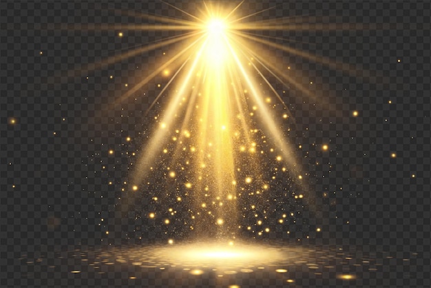 Dynamische Spotlight-Effekte mit strahlenden Leuchten und weichen Strahlen auf durchsichtigem Hintergrund