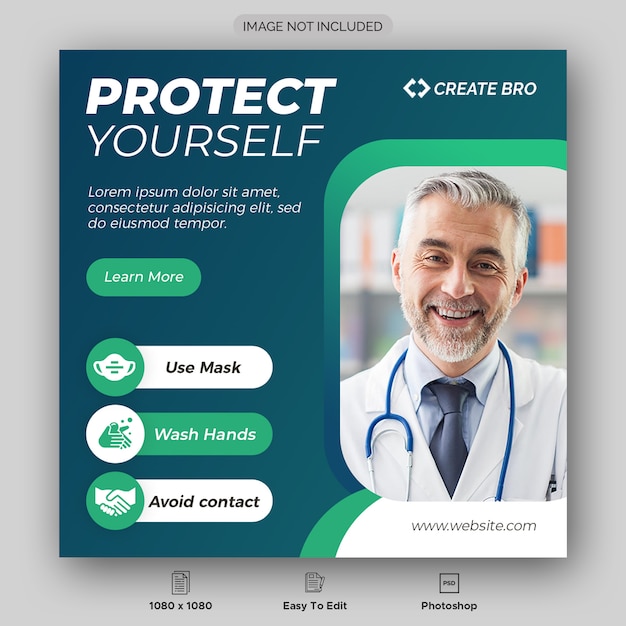 Dynamisches coronavirus social media post template design