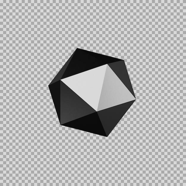 Dynamisches silbernes 3D-Ikosahedron-Symbol
