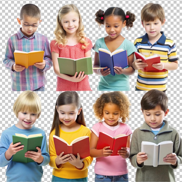 PSD e ciência crianças com livros conhecimento artístico