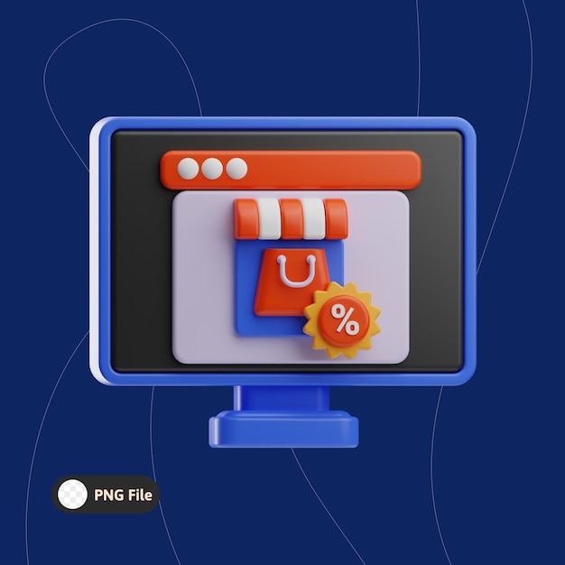 E-commerce 3d-illustration mit rabatt