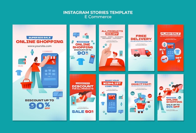 E-Commerce-Konzept für Instagram-Geschichten.