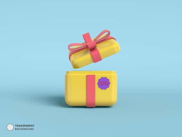 PSD e-commerce-promo-geschenkbox-symbol isoliert 3d-render-illustration