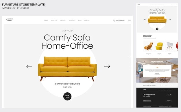 PSD e-commerce-website-vorlage für möbelinnenausstattung, editierbare und mehrschichtige premium-psd-vorlage