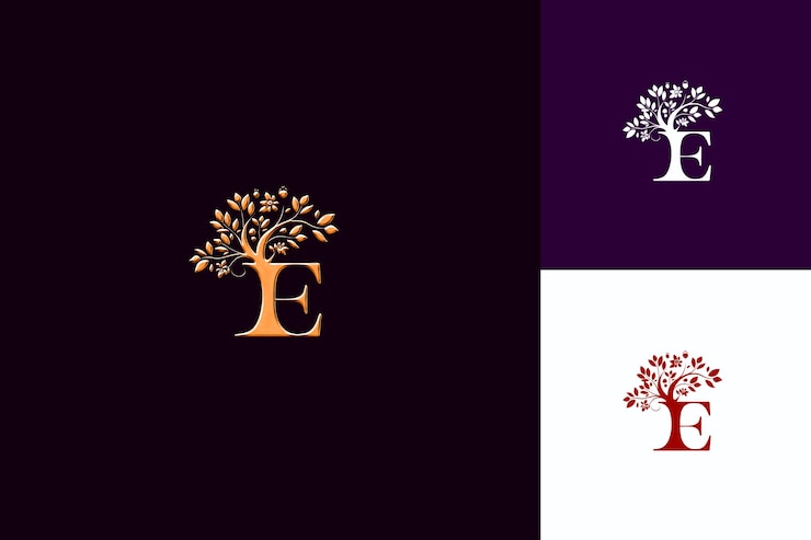 PSD e con estilo de diseño de logotipo minimalista con letra en forma de e int nature colecciones de vectores abstractas