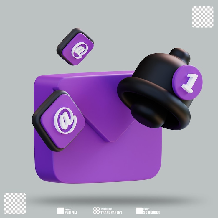 PSD e-mail 3 dell'illustrazione 3d