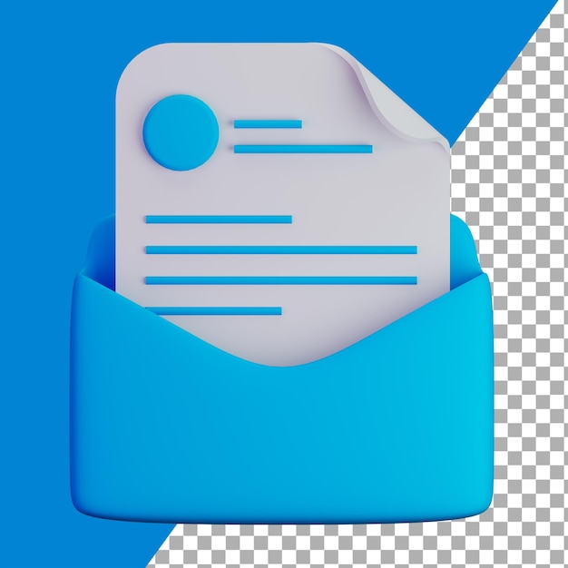 PSD e-mail aberto em 3d