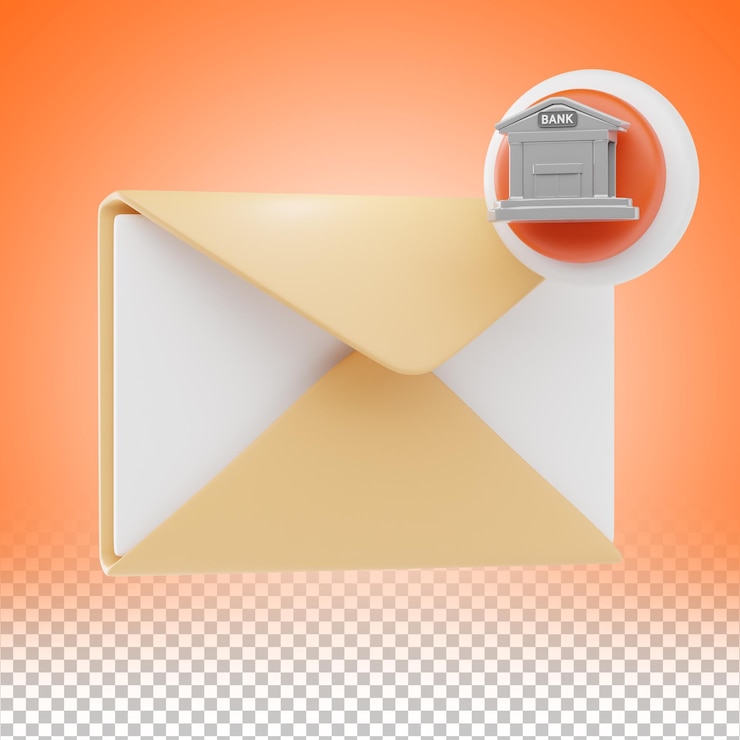 PSD e-mail banca 3d icona e illustrazione