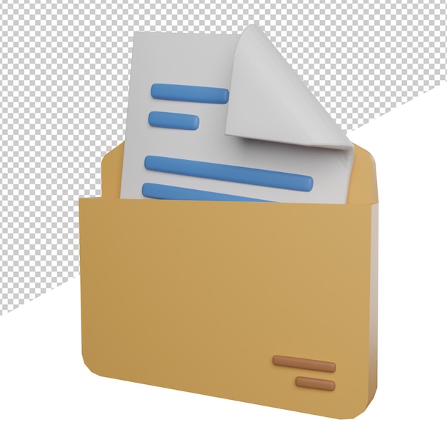 E-Mail-Brief erhalten Seitenansicht 3D-Rendering-Illustration transparenten Hintergrund