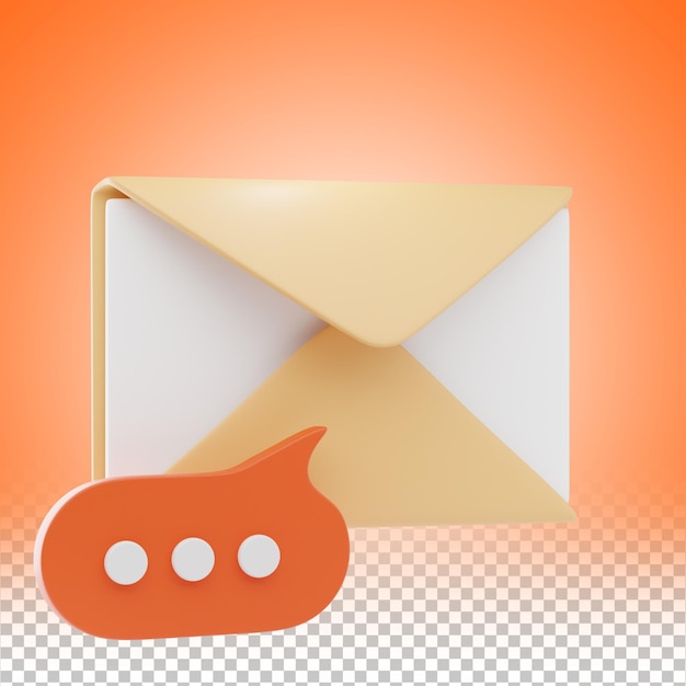 e-mail chat 3d icona e illustrazione