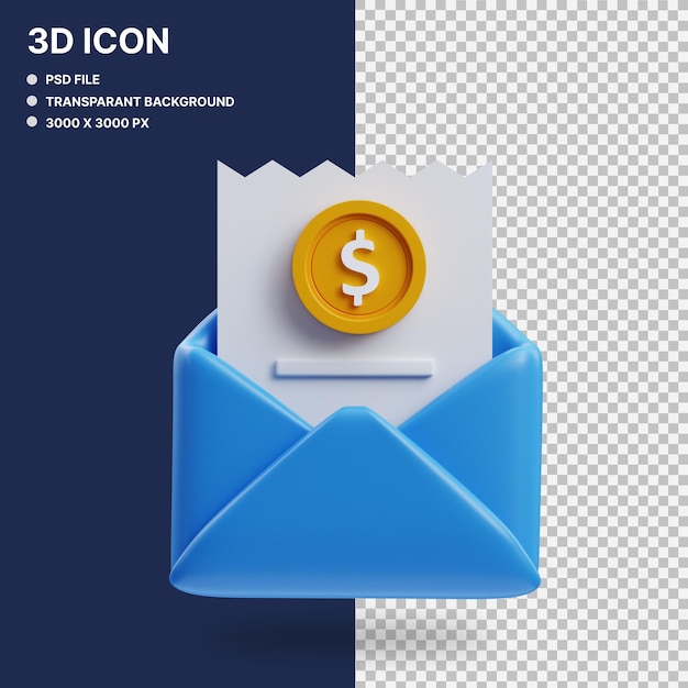 PSD e-mail finance illustration graphique en 3d