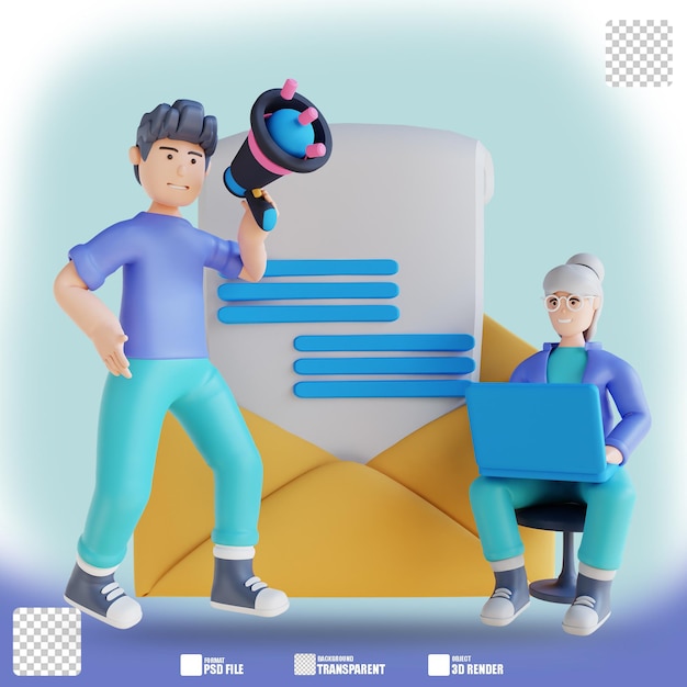 E-mail marketing de ilustração 3d