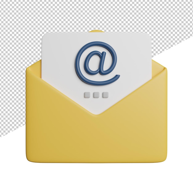 E-mail-marketing-posteingang vorderansicht 3d-rendering-symbol-illustration auf transparentem hintergrund