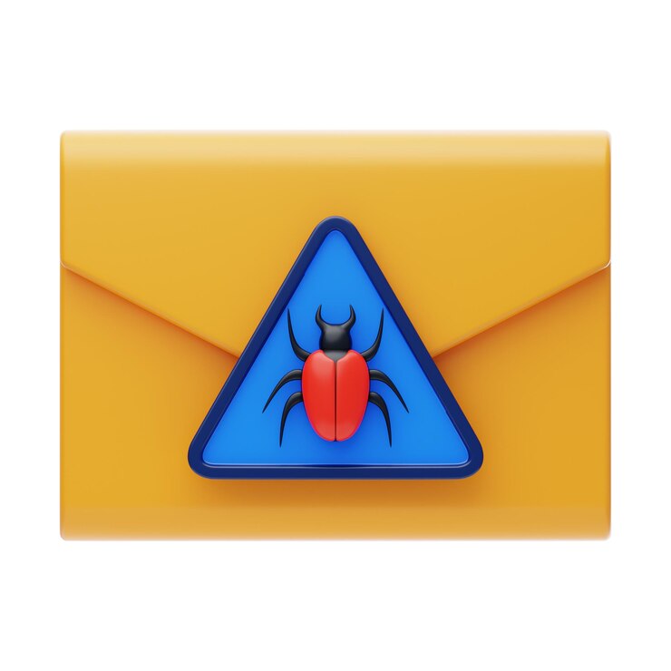 PSD e-mail minaccia di virus icona 3d