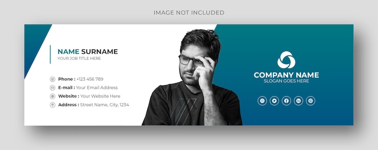 PSD e-mail-signatur oder e-mail-fußzeile und persönliche facebook-cover-designvorlage für soziale medien