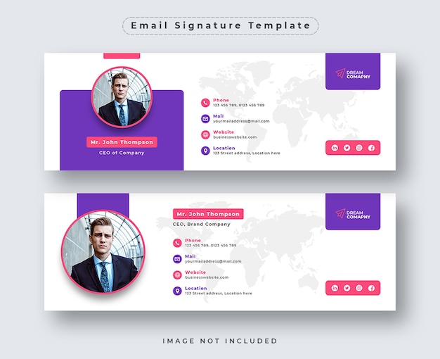 E-mail-signaturvorlage oder e-mail-fußzeile und social-media-cover-set