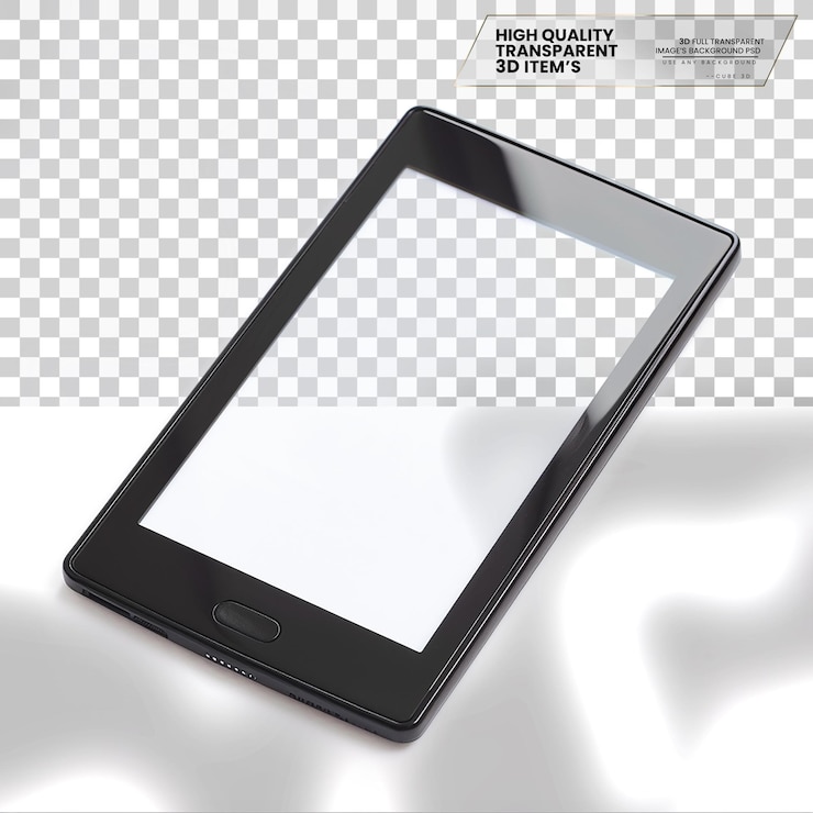 PSD e-reader un dispositivo utilizado para leer libros digitales está en un fondo transparente