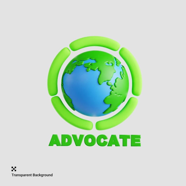 PSD earth advocate 3d icon ilustração para o dia da terra