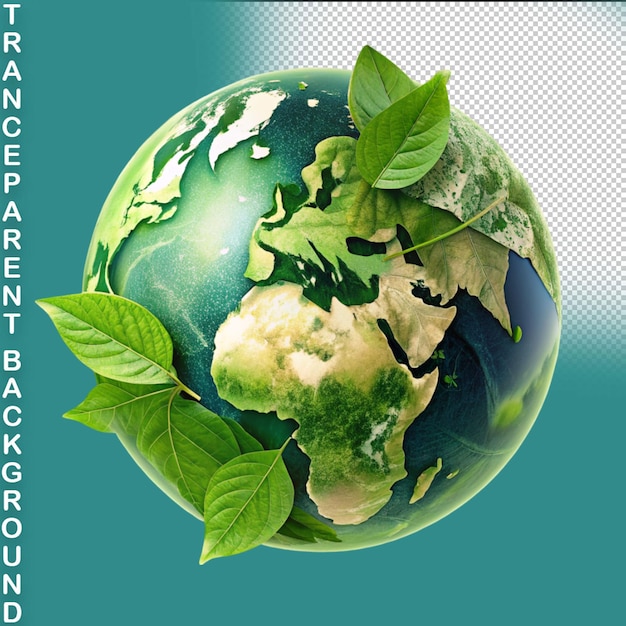 Earth day-konzept-illustration des grünen planeten erde auf einem transparenten hintergrund