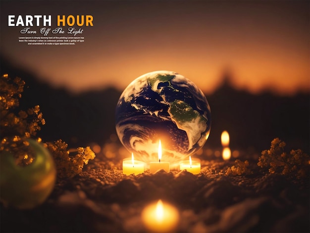 PSD earth hour day poster vorlage mit konzept 3d-illustration deutlich zeigt