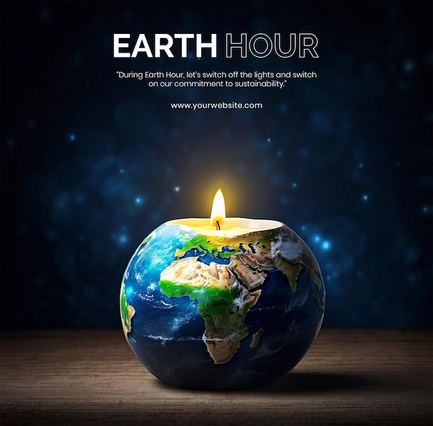 PSD earth hour-konzept kerzenlicht erde, um den geist der earth hour zu repräsentieren