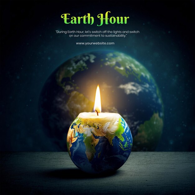 PSD earth hour-konzept kerzenlicht erde, um den geist der earth hour zu repräsentieren