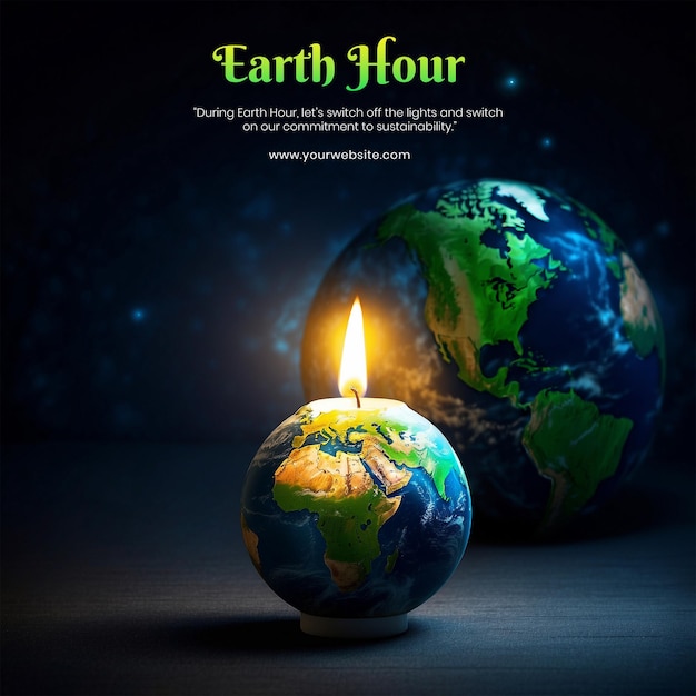 PSD earth hour-konzept kerzenlicht erde, um den geist der earth hour zu repräsentieren