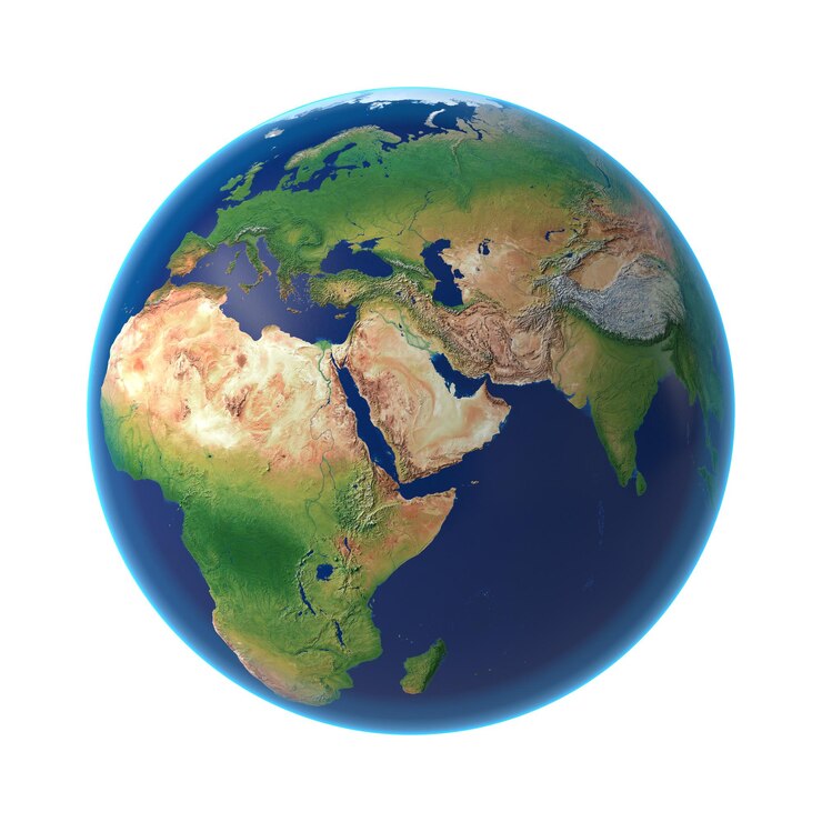 PSD earth isolated transparent background 3d rendering