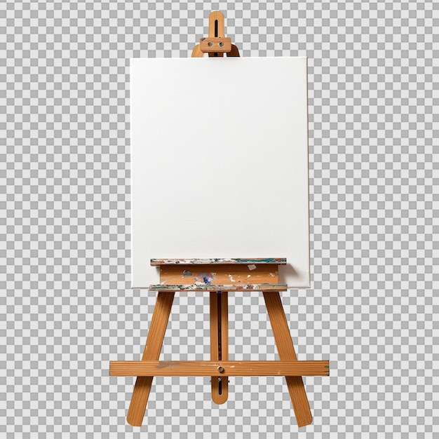 PSD easel with canvas on transparent background