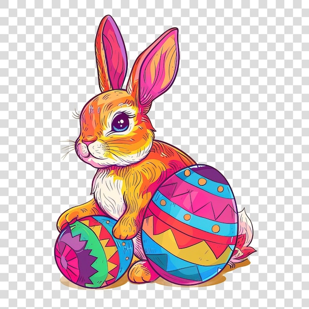 PSD easter bunny with eggs isolated on transparent background png