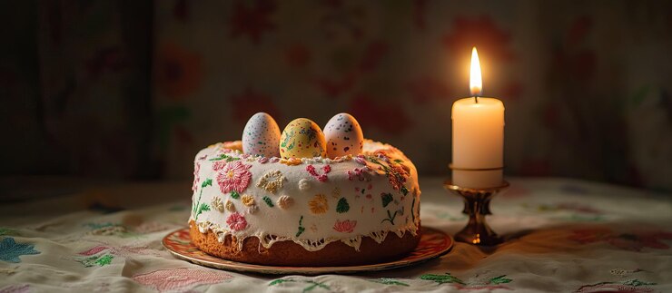 PSD easter cake with candle