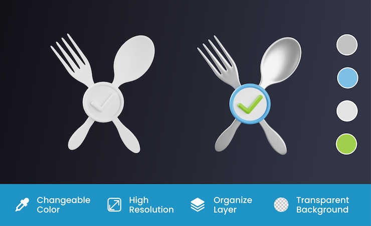 PSD eat time 3d illustration